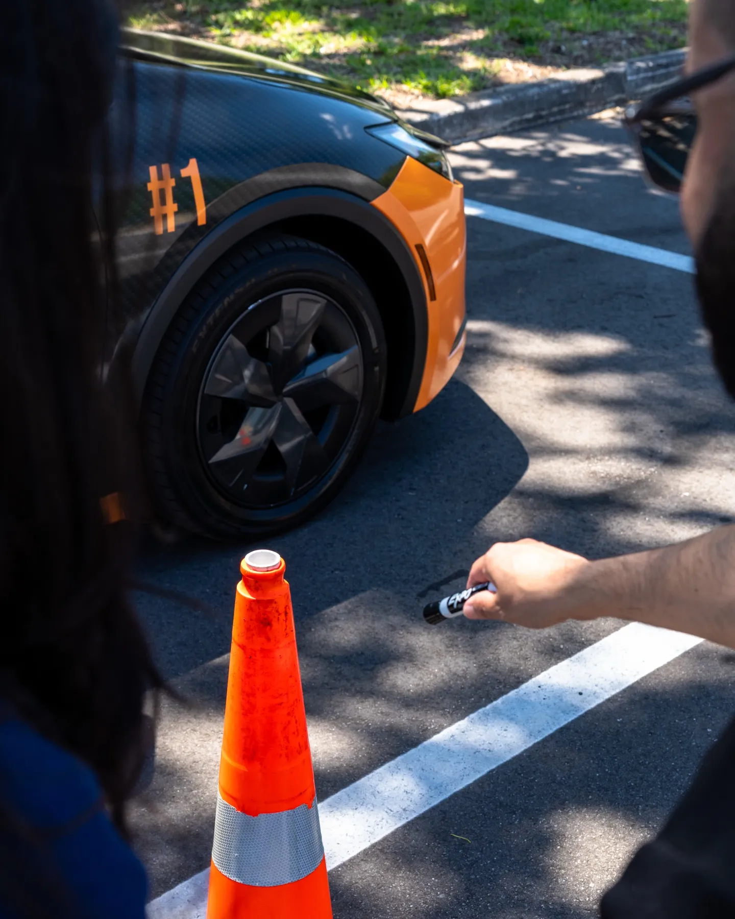 Practice with cones in a parking lot